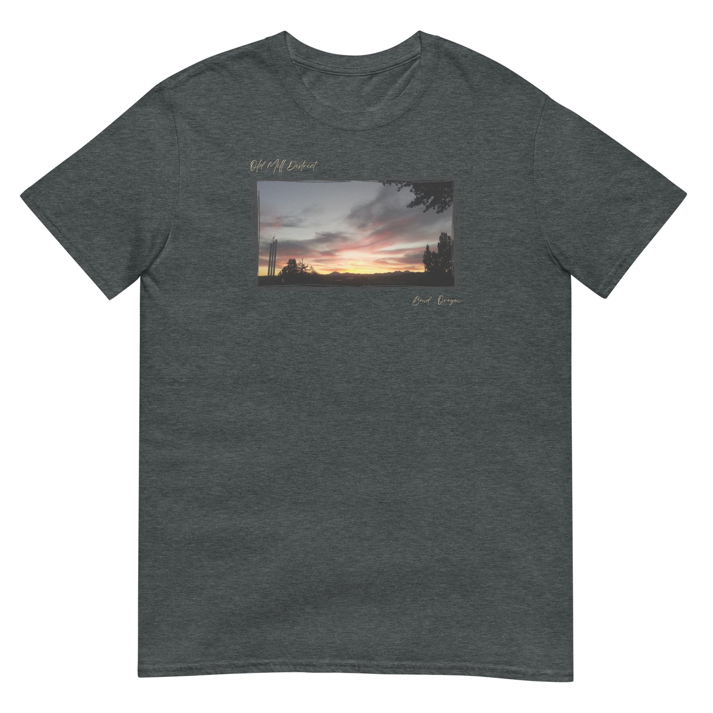 Old Mill District, Bend, Oregon Short Sleeve Crew (Black and Charcoal)