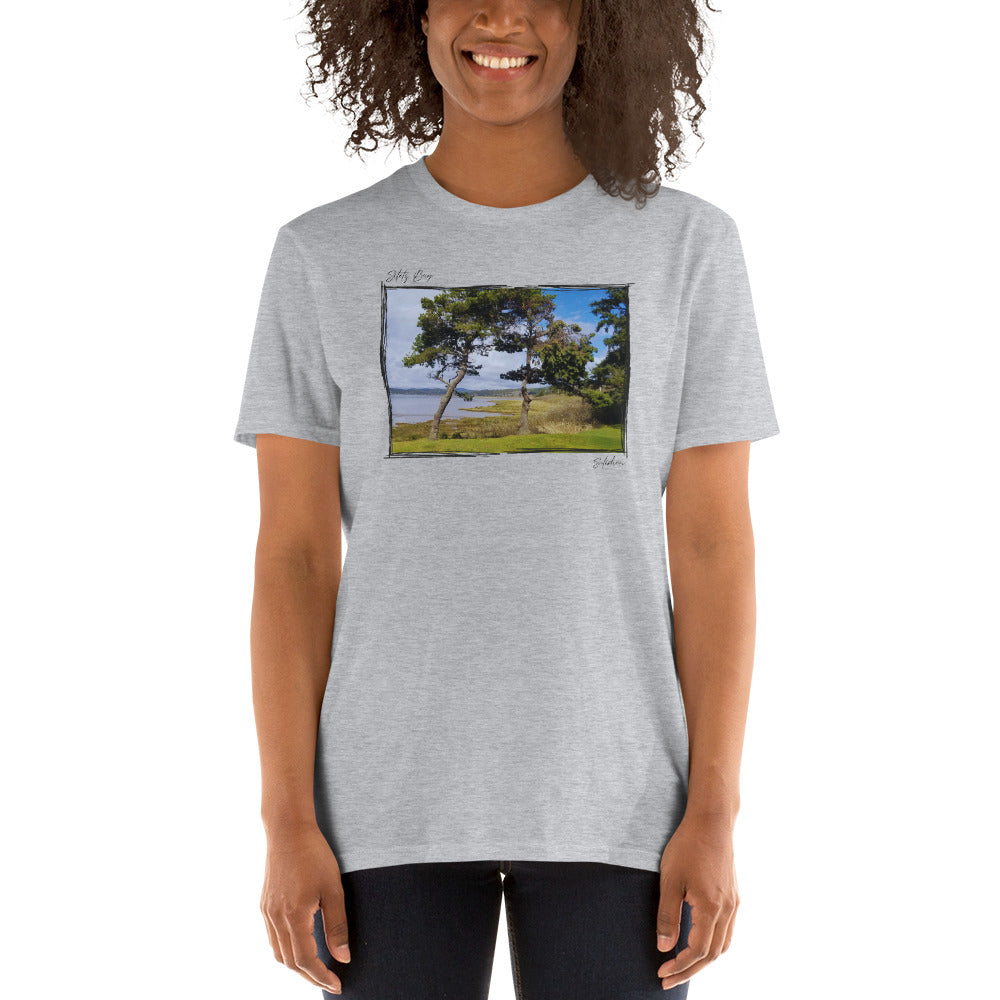 Siletz Bay at Salishan, Oregon Coast Short Sleeve Crew (White and Gray)