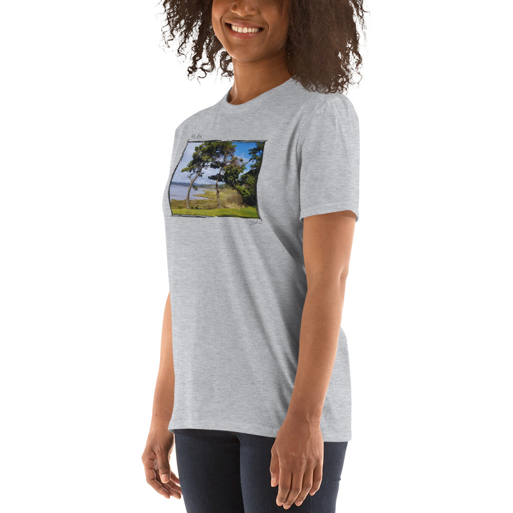 Siletz Bay at Salishan, Oregon Coast Short Sleeve Crew (White and Gray)