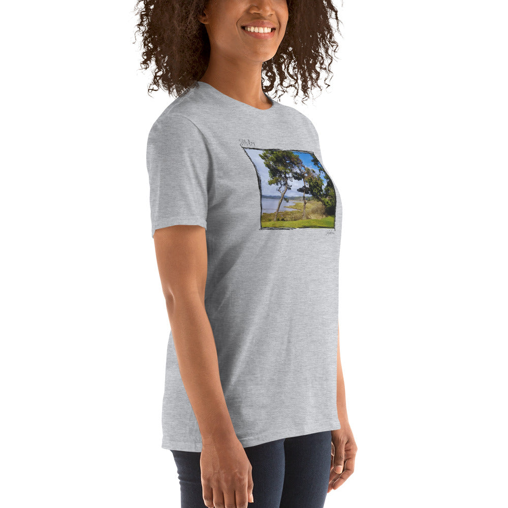 Siletz Bay at Salishan, Oregon Coast Short Sleeve Crew (White and Gray)