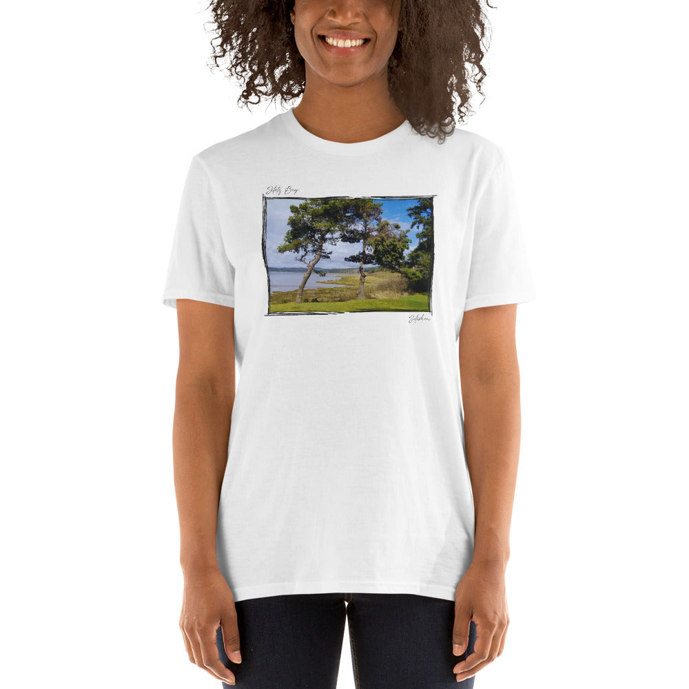 Siletz Bay at Salishan, Oregon Coast Short Sleeve Crew (White and Gray)