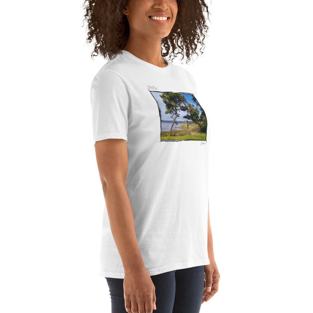 Siletz Bay at Salishan, Oregon Coast Short Sleeve Crew (White and Gray)