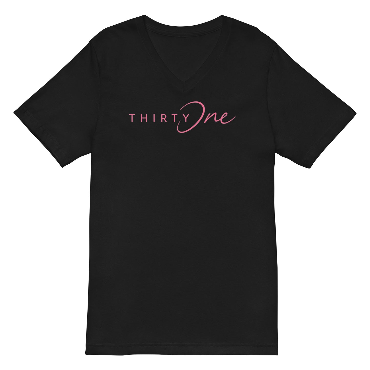 HOT PINK Logo on V-Neck Short-Sleeve