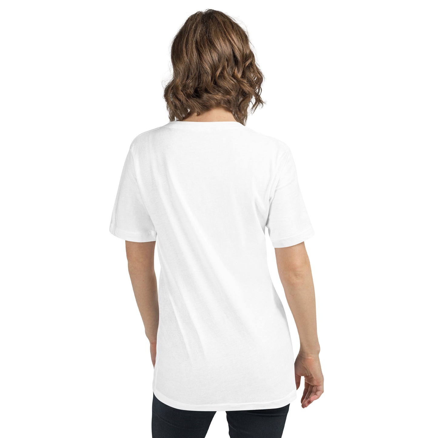 Outdoorsy Pine Tree Graphic V-Neck Tee (White and Black)