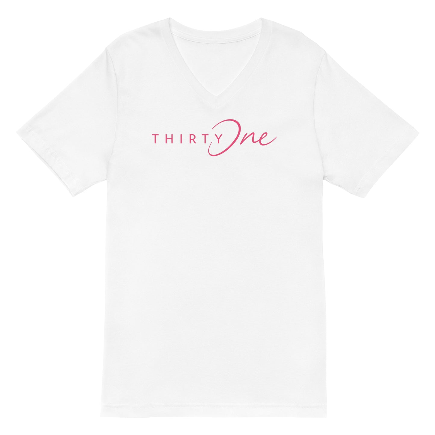 HOT PINK Logo on V-Neck Short-Sleeve